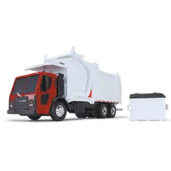 1/25 Red/White Mack LR Garbage Truck w/ McNeilus Meridian Loader & Dumpster (Includes Lights & Sounds!)