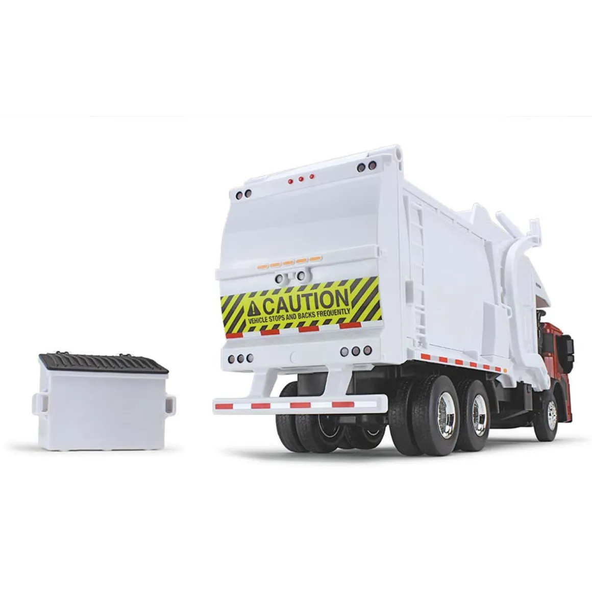 1/25 Red/White Mack LR Garbage Truck w/ McNeilus Meridian Loader & Dumpster (Includes Lights & Sounds!)
