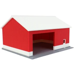 1/64 Red/White "Papa's Shop" 40ft x 30ft Farm Shed w/ Removeable Door & Roof, 3D Printed