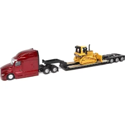 1/87 Semi Truck with Lowboy and Caterpillar Machine Set