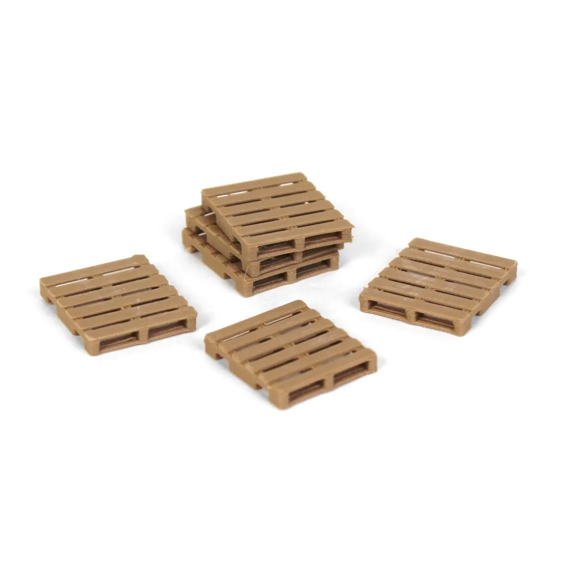 1/64 Set of 6 Brown Plastic Freight Pallets, 3D Printed in the USA