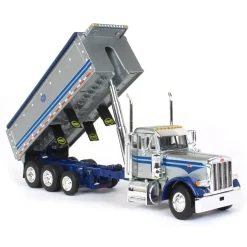 1/64 Silver & Blue Peterbilt 379 w/ Tri-Axle MAC Dump Body, DCP by First Gear