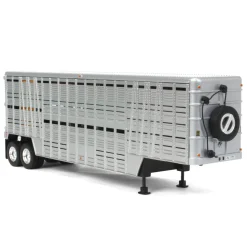 1/64 Silver Wilson Tandem-Axle 40ft Vintage Livestock Trailer with Chrome Rims
