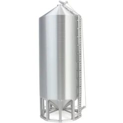 1/64 Smooth Wall Multi-Purpose Silver 10,000 Bushel Bin, 3D Printed