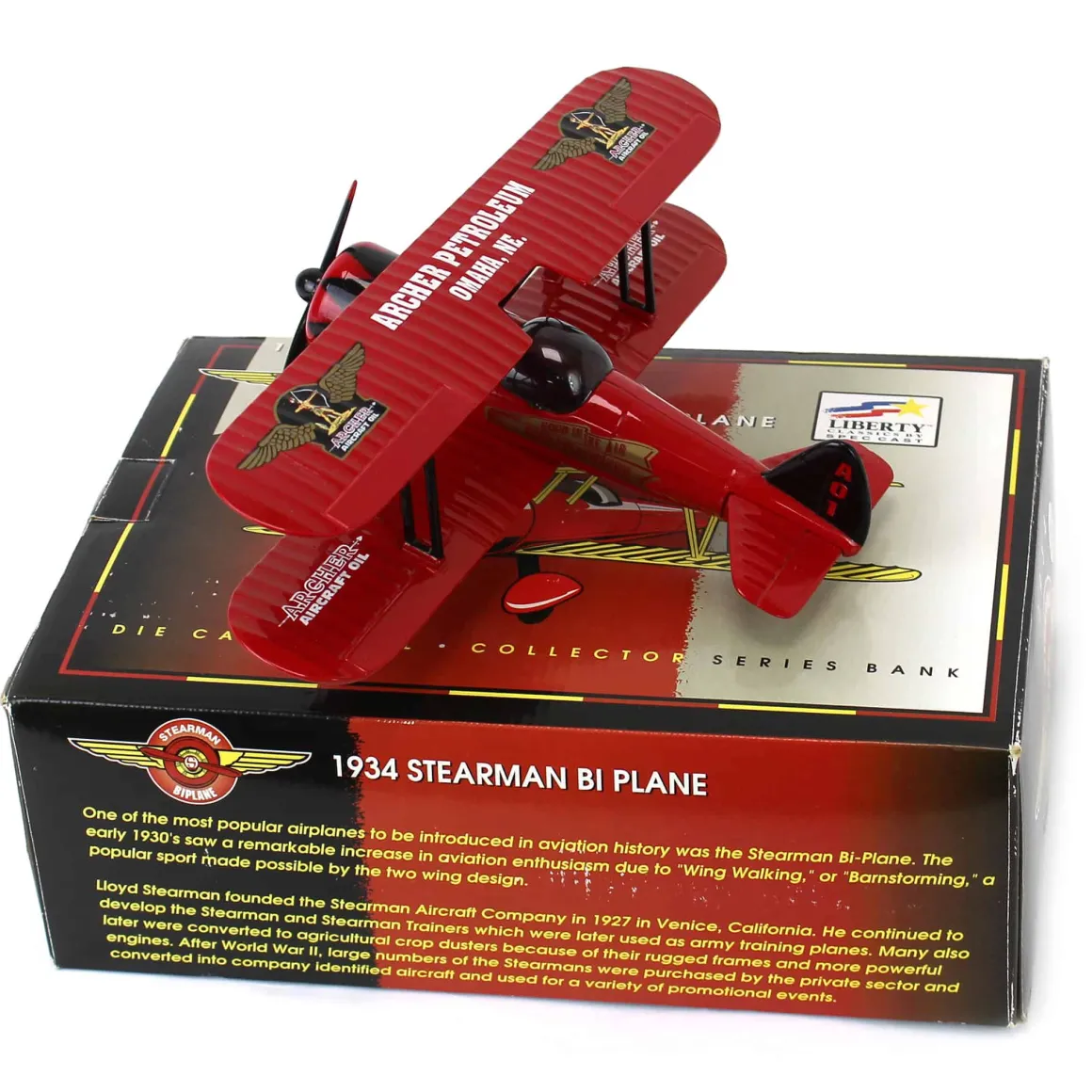 1934 Stearman Biplane Die-cast Metal Collector Series Bank