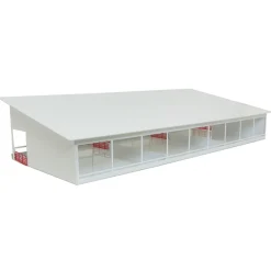 1/64 ST387W Metal Monoslope Cattle Barn with gates and feed trough, White, 27 inches long