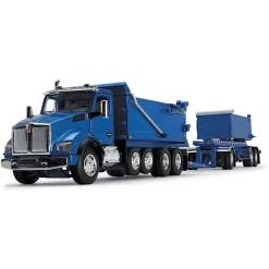 1/64 Surf Blue Kenworth T880 Rogue Dump w/ Rogue Transfer Dump Trailer, DCP by First Gear