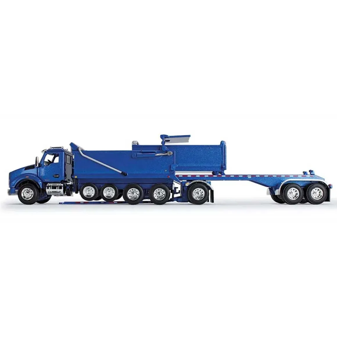1/64 Surf Blue Kenworth T880 Rogue Dump w/ Rogue Transfer Dump Trailer, DCP by First Gear