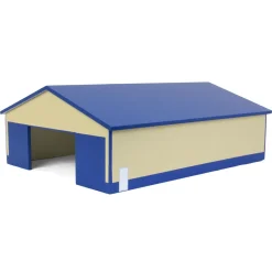 1/64 Tan & Blue 1 Door 60ft x 80ft Wooden Tractor or Truck Shop