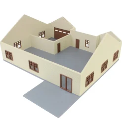 1/64 Tan & Brown “The Ranch” Farm House w/ Opening Garage & Back Deck, 3D Printed