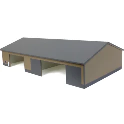 1/64 Tan & Gray 2 Door 70ft x 130ft Wooden Implement Pole Building w/ Divided Shop Area