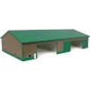 1/64 Tan & Green 2 Door 70ft x 130ft Wooden Implement Pole Building w/ Divided Shop Area