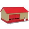 1/64 Tan & Red "Papa's Shop" 40ft x 30ft Farm Shed w/ Removeable Door & Roof, 3D Printed