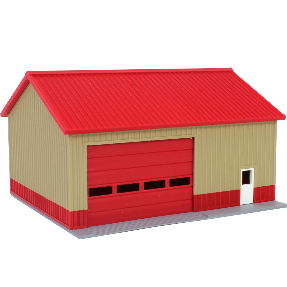 1/64 Tan & Red "Papa's Shop" 40ft x 30ft Farm Shed w/ Removeable Door & Roof, 3D Printed