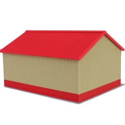1/64 Tan & Red "Papa's Shop" 40ft x 30ft Farm Shed w/ Removeable Door & Roof, 3D Printed