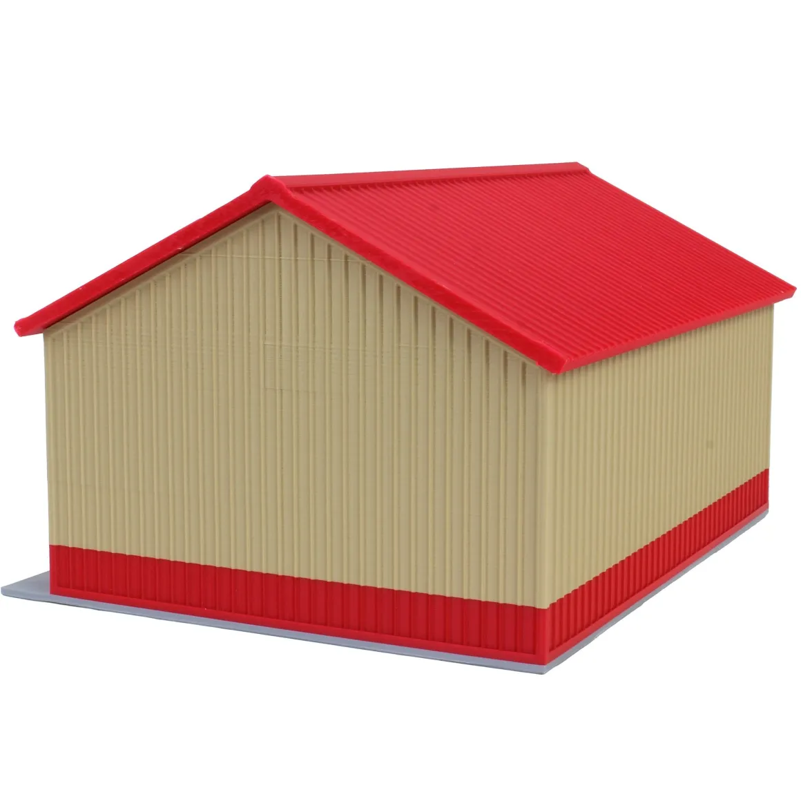 1/64 Tan & Red "Papa's Shop" 40ft x 30ft Farm Shed w/ Removeable Door & Roof, 3D Printed
