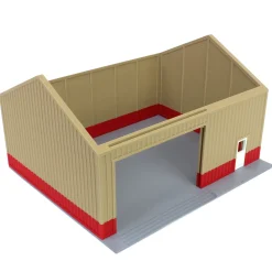 1/64 Tan & Red "Papa's Shop" 40ft x 30ft Farm Shed w/ Removeable Door & Roof, 3D Printed