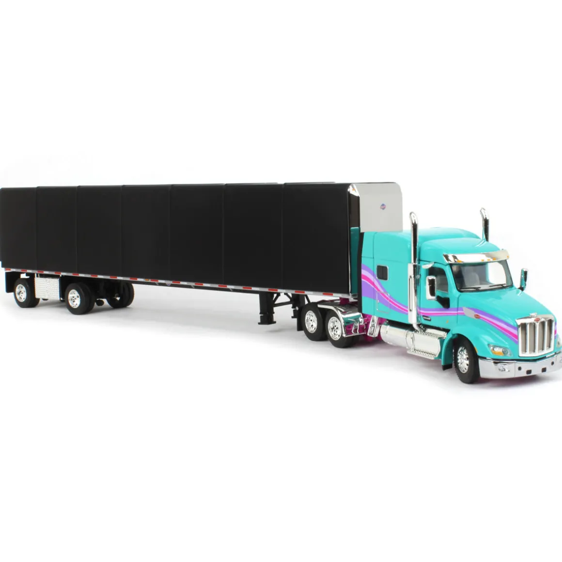 1/64 Teal & Black Peterbilt 579 Sleeper w/ 53' Utility Roll Tarp Trailer, DCP by First Gear