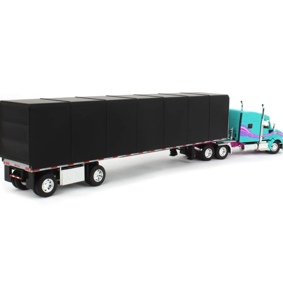 1/64 Teal & Black Peterbilt 579 Sleeper w/ 53' Utility Roll Tarp Trailer, DCP by First Gear