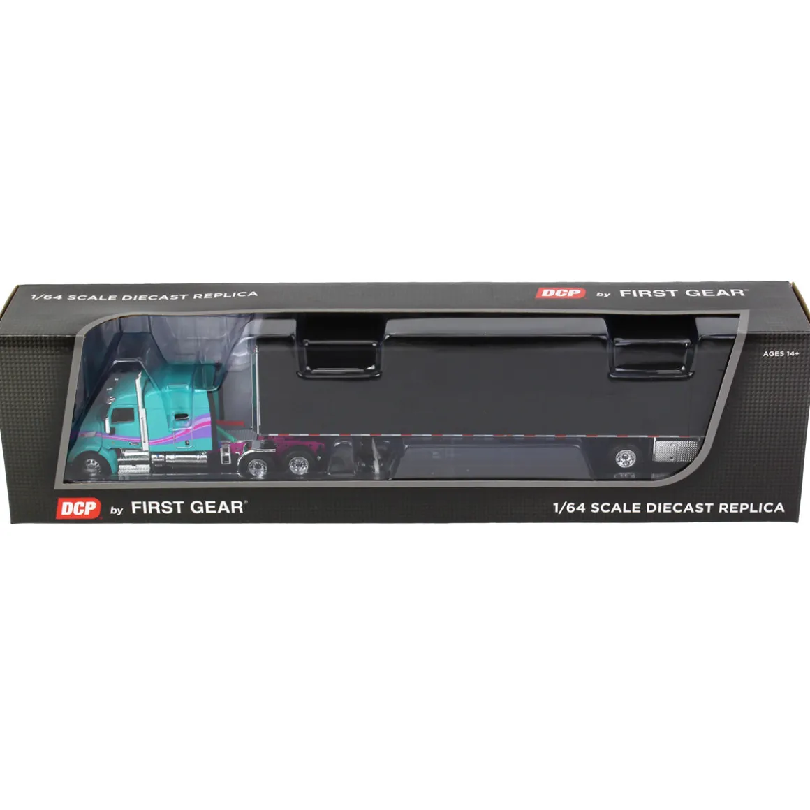 1/64 Teal & Black Peterbilt 579 Sleeper w/ 53' Utility Roll Tarp Trailer, DCP by First Gear