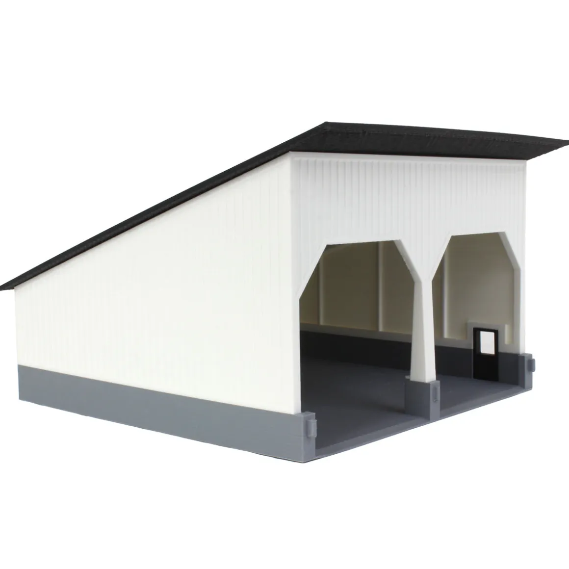1/64 The Double Bay 40ft x 40ft Cattle Shed, Black/White, 3D Printed