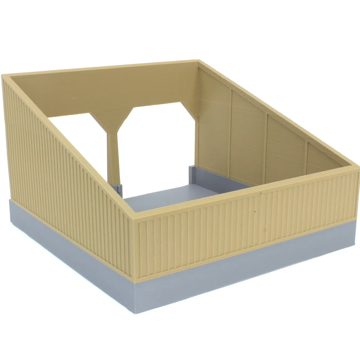 1/64 The Double Bay 40ft x 40ft Cattle Shed, Tan & Navy, 3D Printed