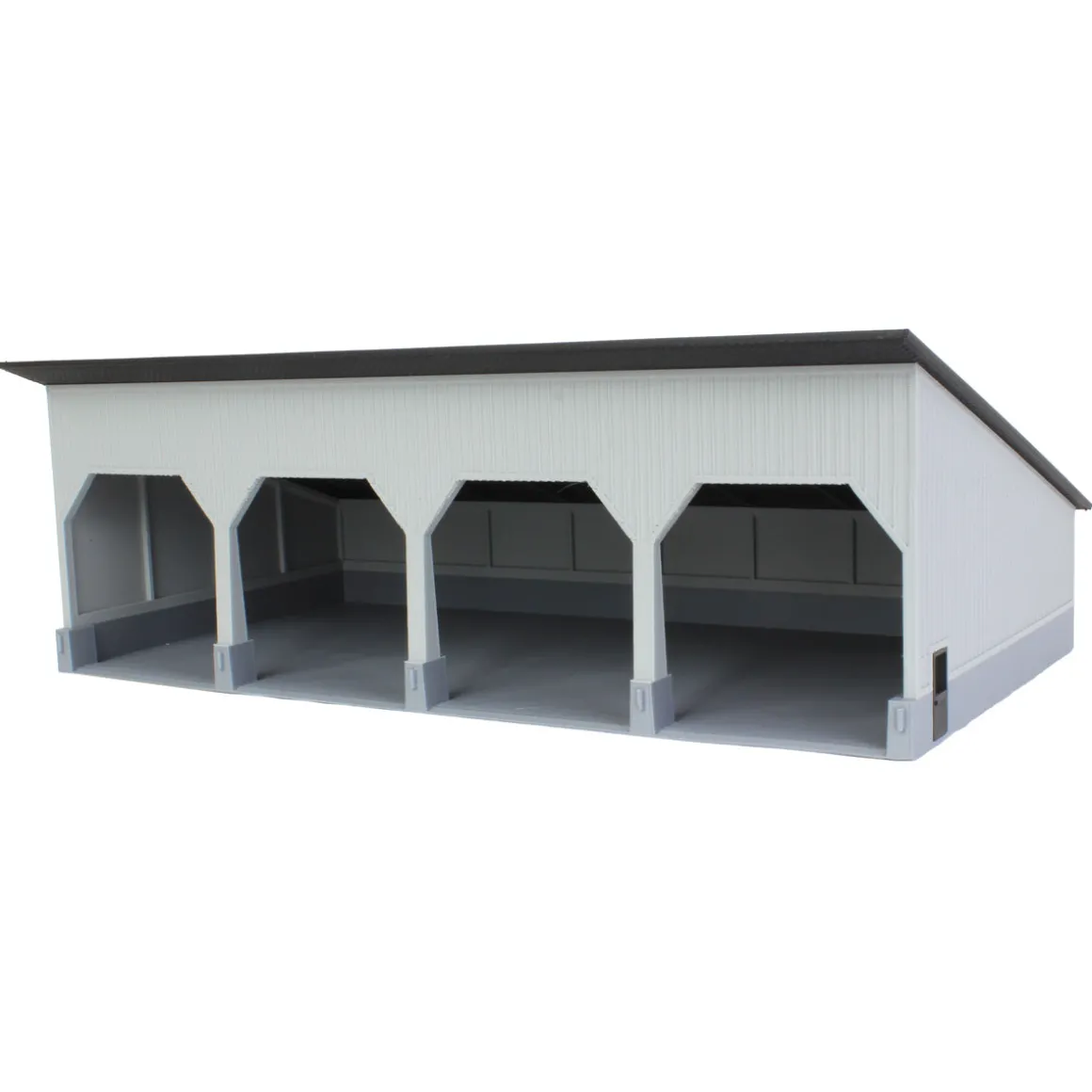 1/64 The Quad Bay 40ft x 80ft Cattle Shed, Gray/Black, 3D Printed