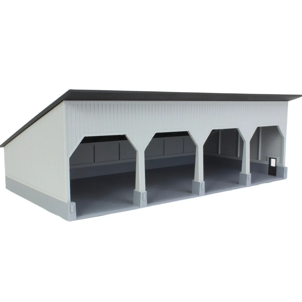 1/64 The Quad Bay 40ft x 80ft Cattle Shed, Gray/Black, 3D Printed