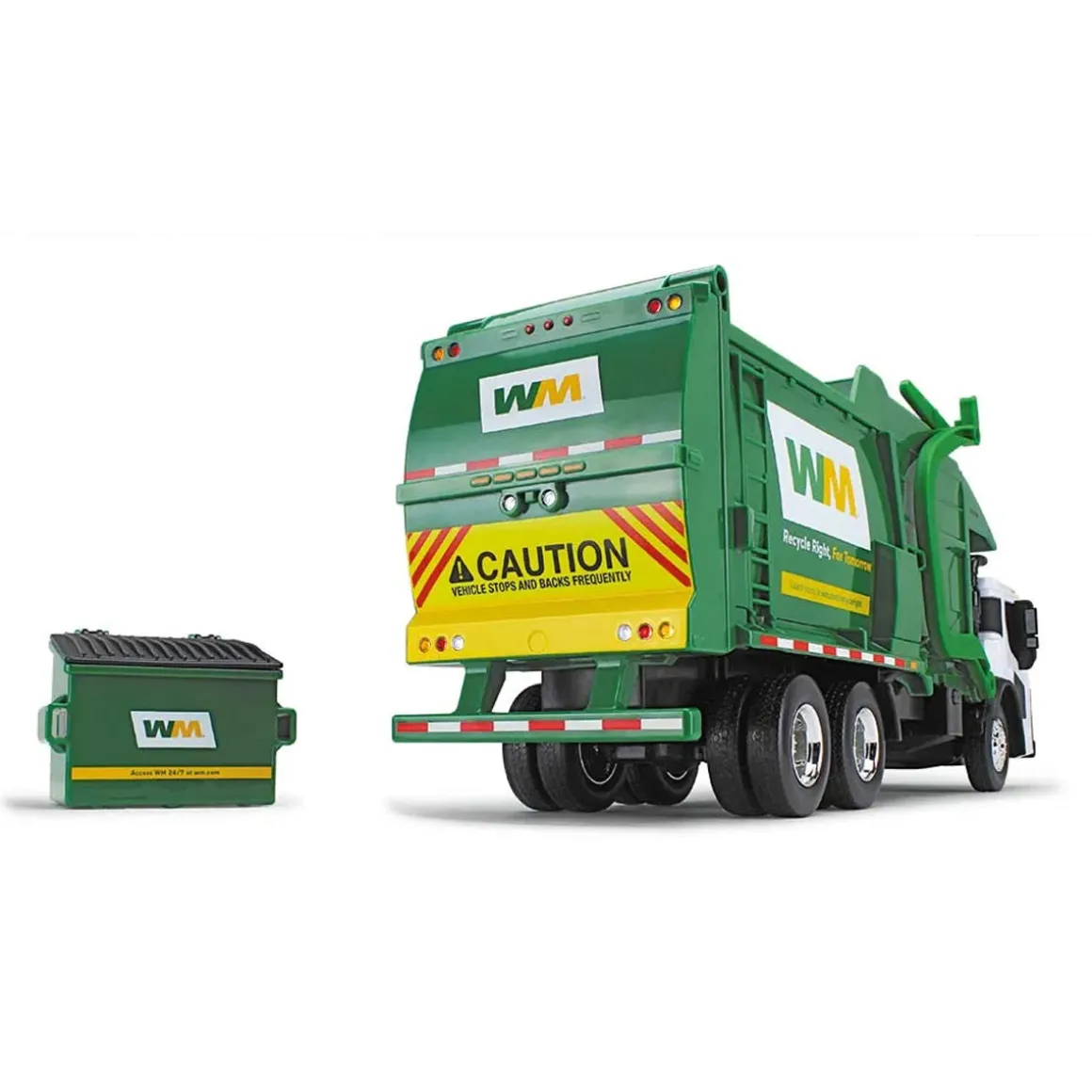1/25 Waste Management Mack LR Refuse Truck w/ Lights & Sounds, McNeilus Meridian Front Loader & Bin