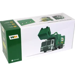 1/25 Waste Management Mack LR Refuse Truck w/ Lights & Sounds, McNeilus Meridian Front Loader & Bin