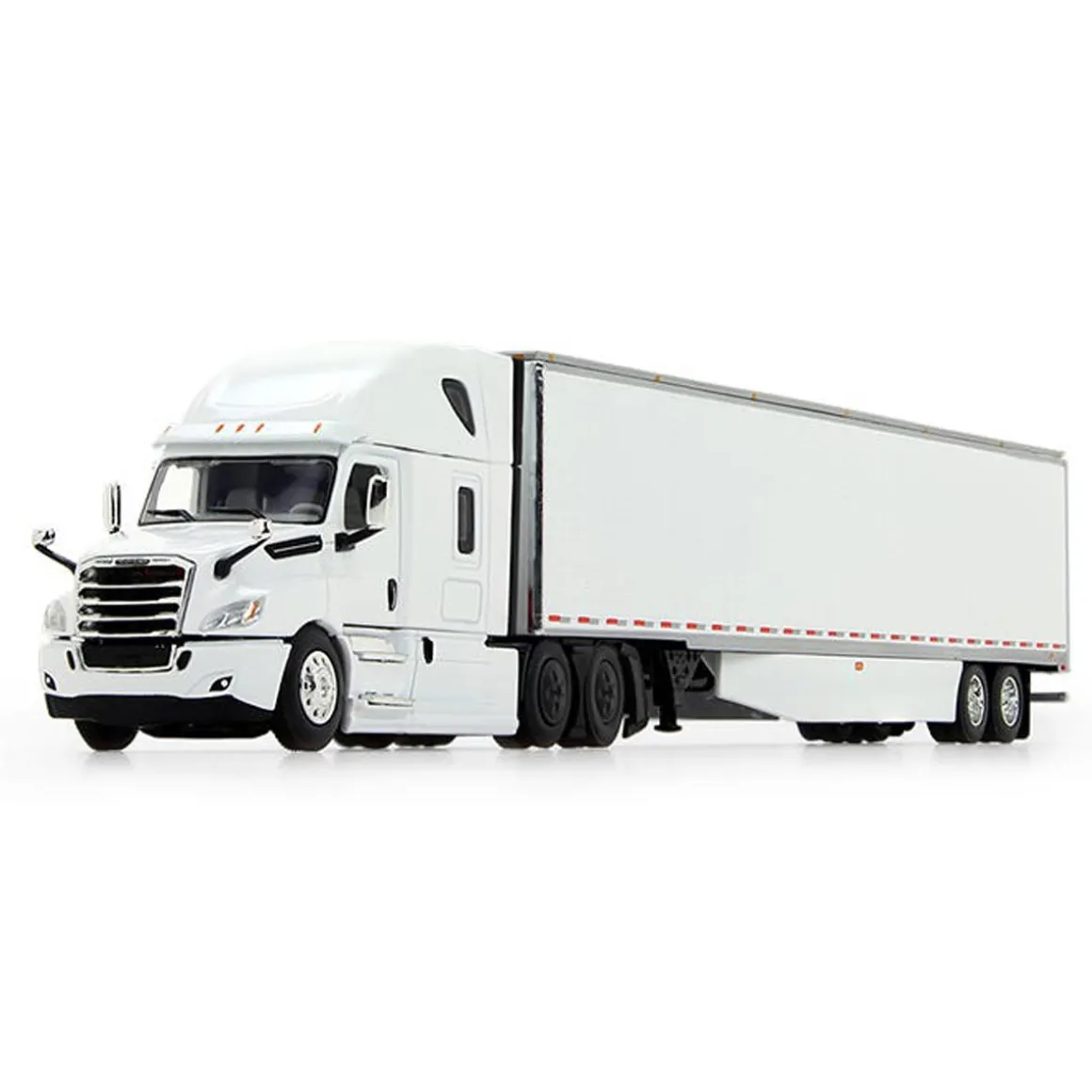 1/64 White 2018 Freightliner Cascadia Sleeper & Utility Trailer w/ Skirts, DCP by First Gear