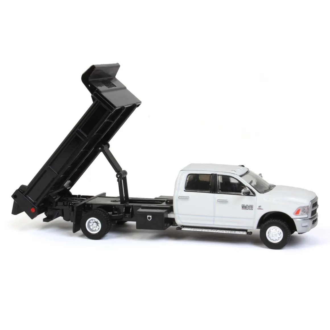 1/64 White 2018 Ram 3500 Dually with Black Dump Bed, Outback Toys Exclusive