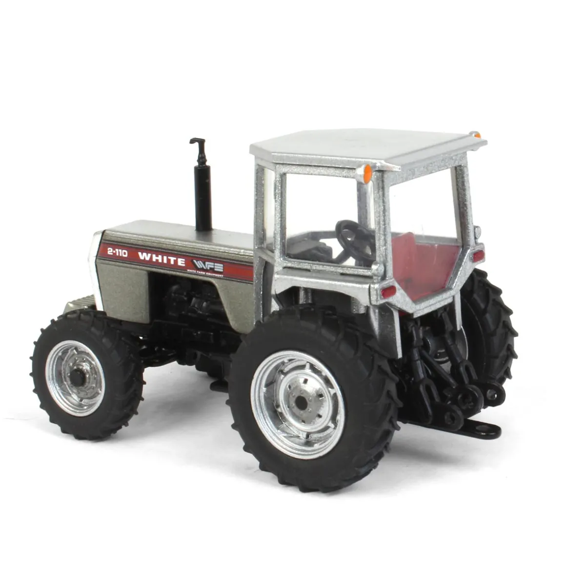 1/64 White 2-110 Wide Front with Cab, Power Assist & Red Stripe