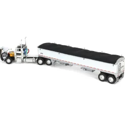1/64 White & Black Peterbilt 379 Day Cab with White Wilson Pacesetter Grain Trailer, DCP by First Gear