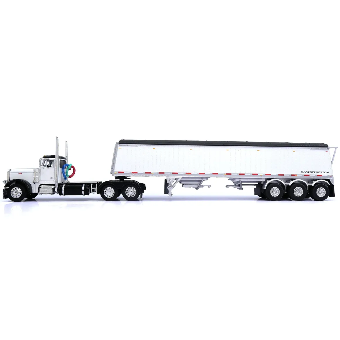 1/64 White & Black Peterbilt 379 Day Cab with Lode King Grain Trailer, DCP by First Gear