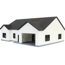 1/64 White & Black “The Ranch” Farm House w/ Opening Garage & Back Deck, 3D Printed