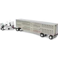 1/64 White & Gray Kenworth W990 with Wilson Silverstar Livestock Trailer, DCP by First Gear