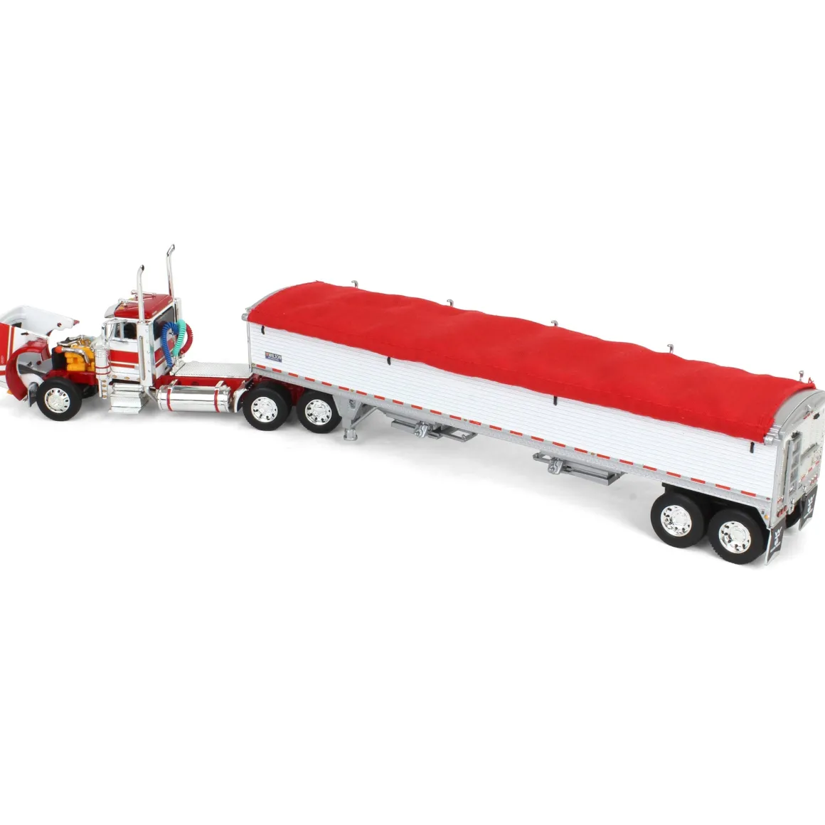 1/64 White & Red Peterbilt 379 Day Cab with White Wilson Pacesetter Grain Trailer, DCP by First Gear