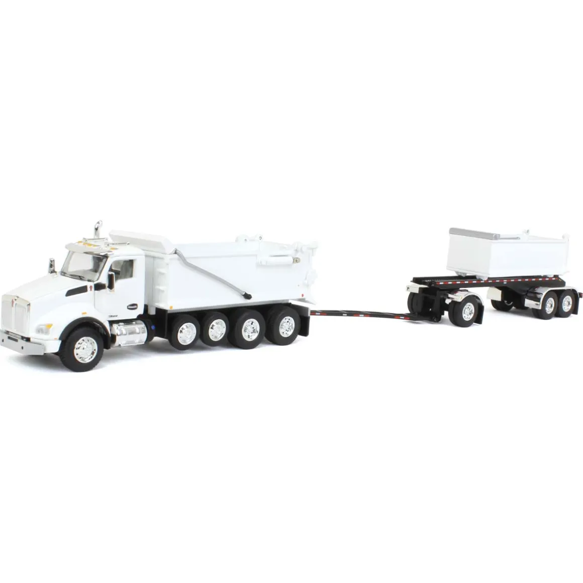 1/64 White Kenworth T880 Rogue Dump w/ Rogue Transfer Dump Trailer, DCP by First Gear