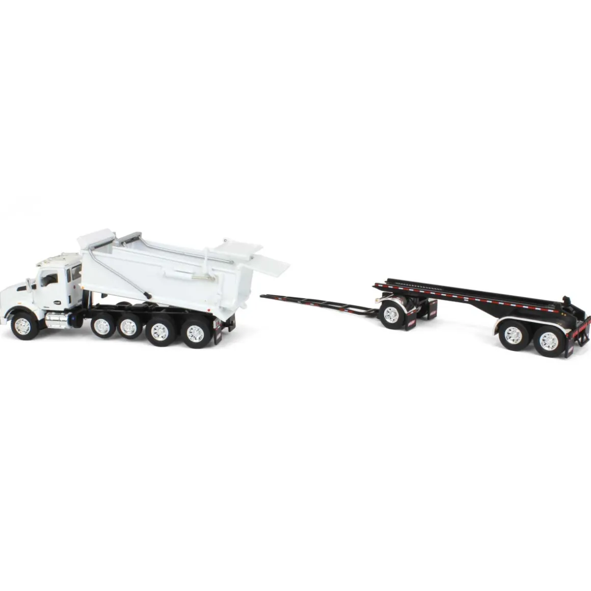 1/64 White Kenworth T880 Rogue Dump w/ Rogue Transfer Dump Trailer, DCP by First Gear
