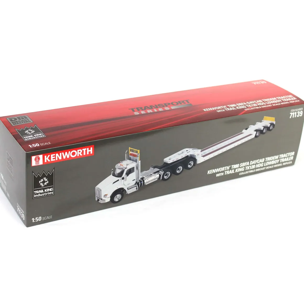 1/50 White Kenworth T880 SBFA with White Trail King TK120 HDG Lowboy Trailer