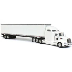 1/64 White Kenworth T660 Sleeper & Trailer with Double Rear Doors