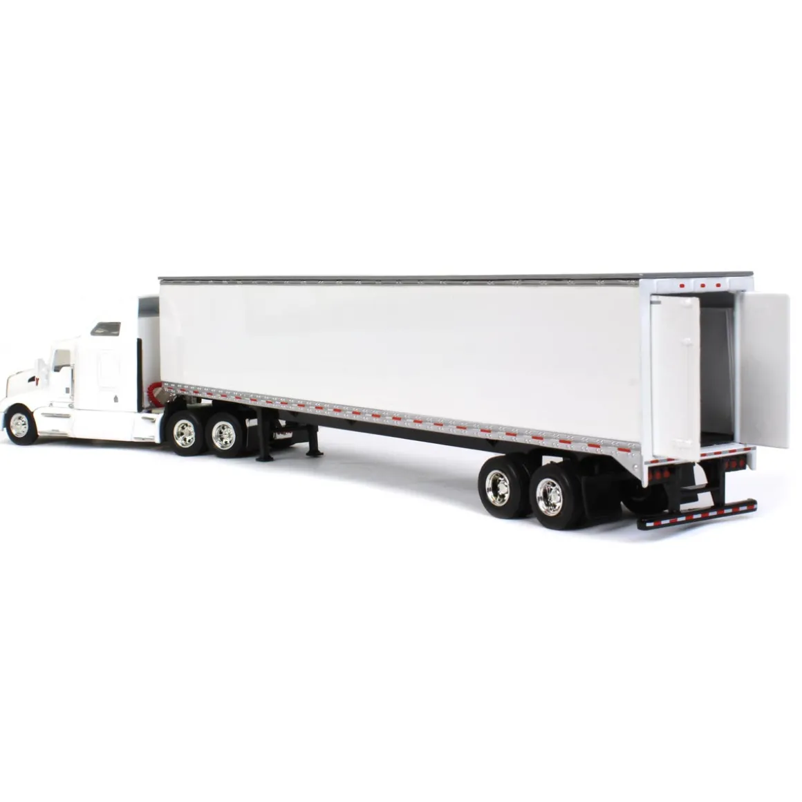 1/64 White Kenworth T660 Sleeper & Trailer with Double Rear Doors