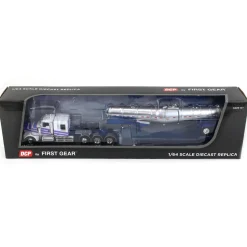 1/64 White Kenworth W900L with Polar Deep Drop Trailer, Owner Operator, DCP by First Gear