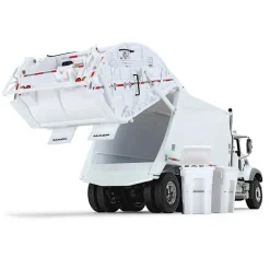 1/34 White Mack Granite MP w/ McNeilus Rear Load Refuse Truck & Trash Cans