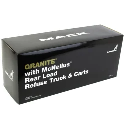 1/34 White Mack Granite MP w/ McNeilus Rear Load Refuse Truck & Trash Cans