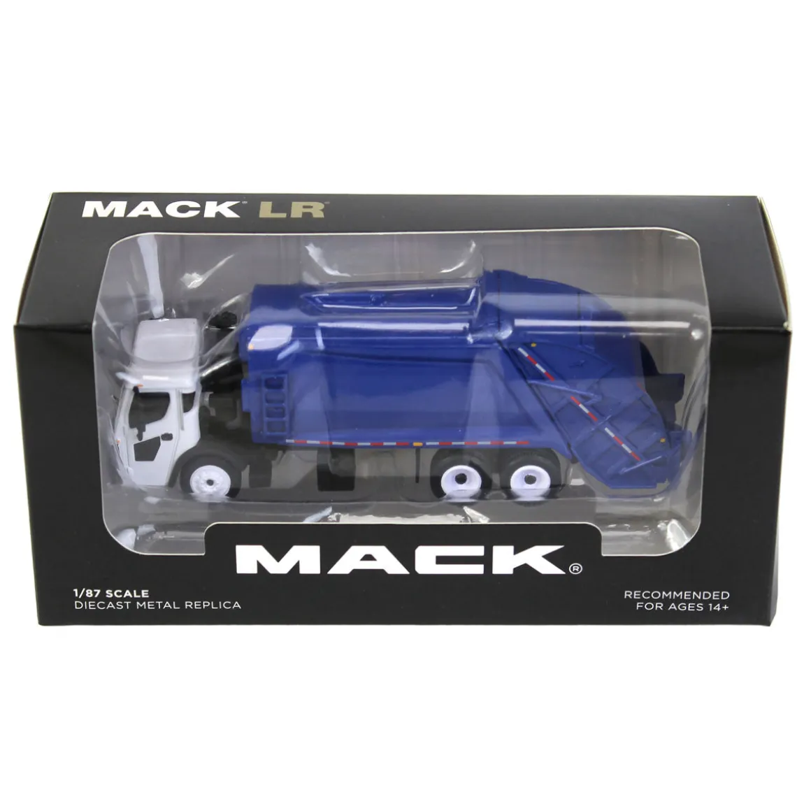1/87 White Mack LR with Blue McNeilus Meridian Rear Loader by First Gear