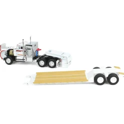 1/64 White Western Star 4900 36in Vintage Sleeper w/ Rogers Vintage Lowboy Trailer, DCP by First Gear