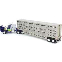 1/64 White Western Star 4900 with Vintage Wilson Livestock Trailer, DCP by First Gear
