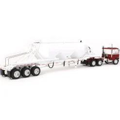 1/64 White-Freightliner Cabover w/ Tri-Axle Pneumatic Tanker, Maroon & White, DCP by First Gear